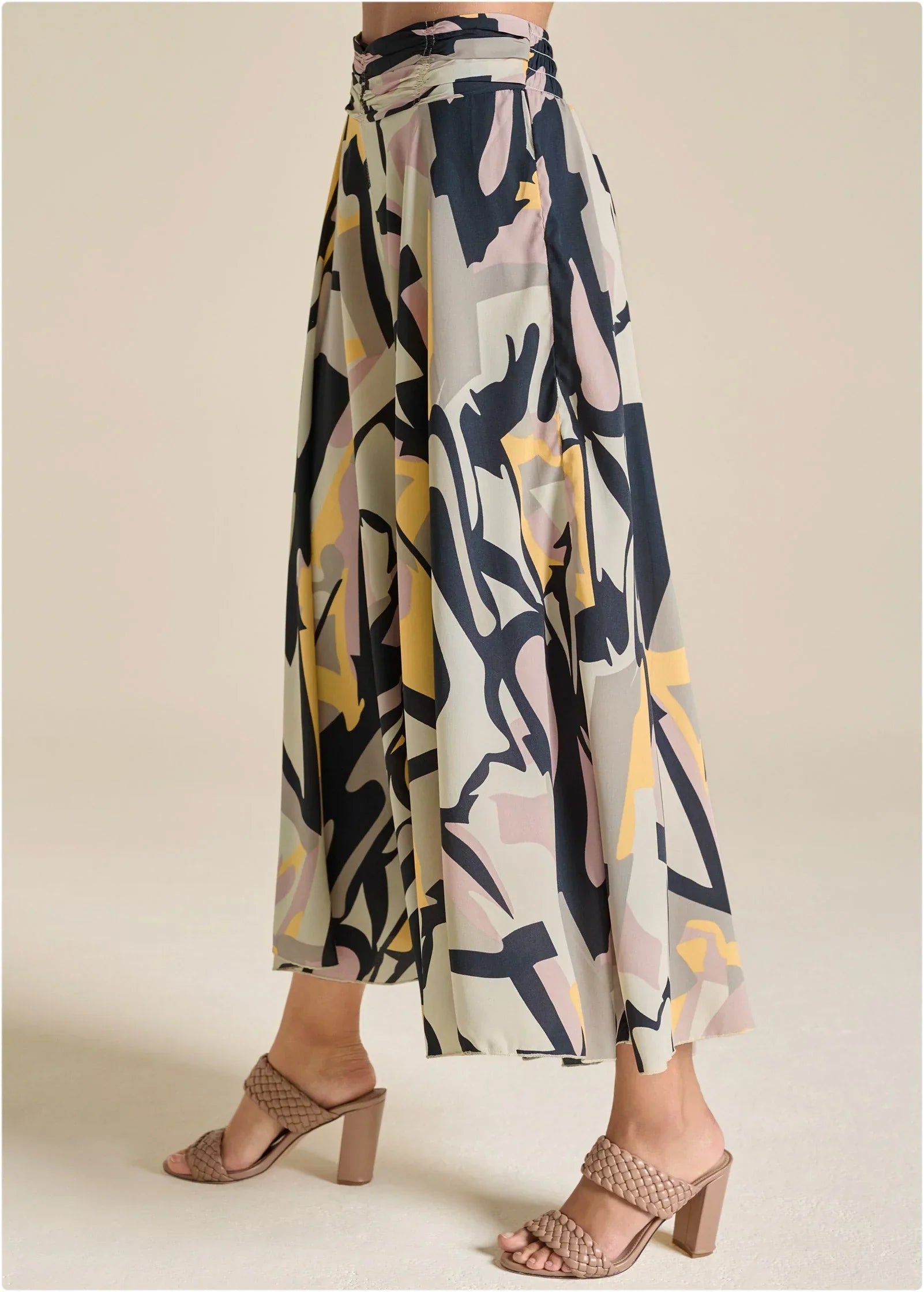 Printed Flowy Pants Navy Multi