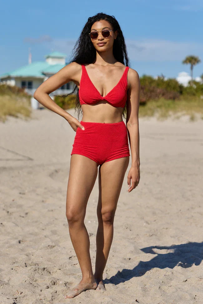 Coastal Crush Red Twist Underwire Bikini Top