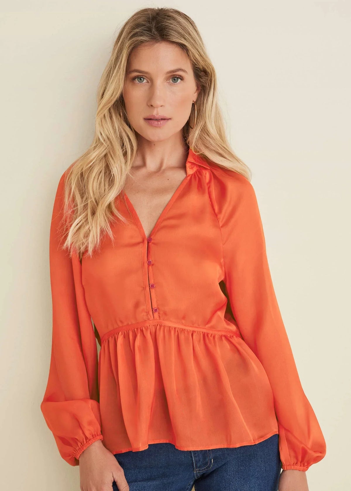 High Low Blouse Orange