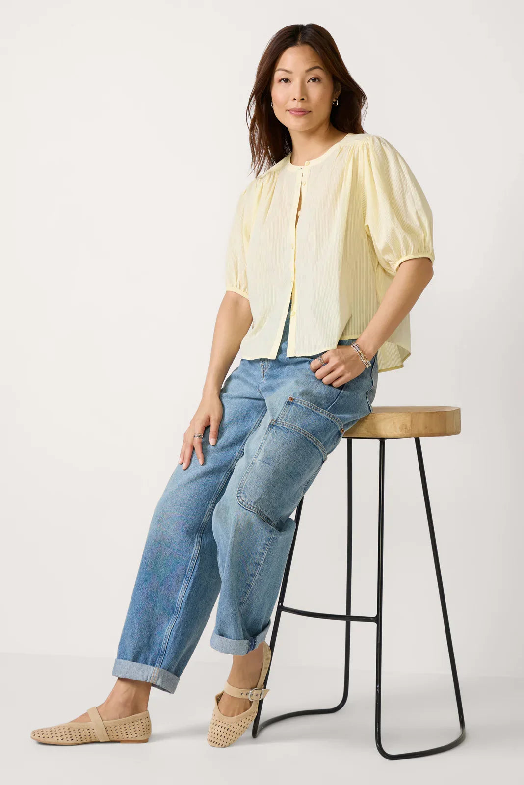 Short Sleeve Button Down Top