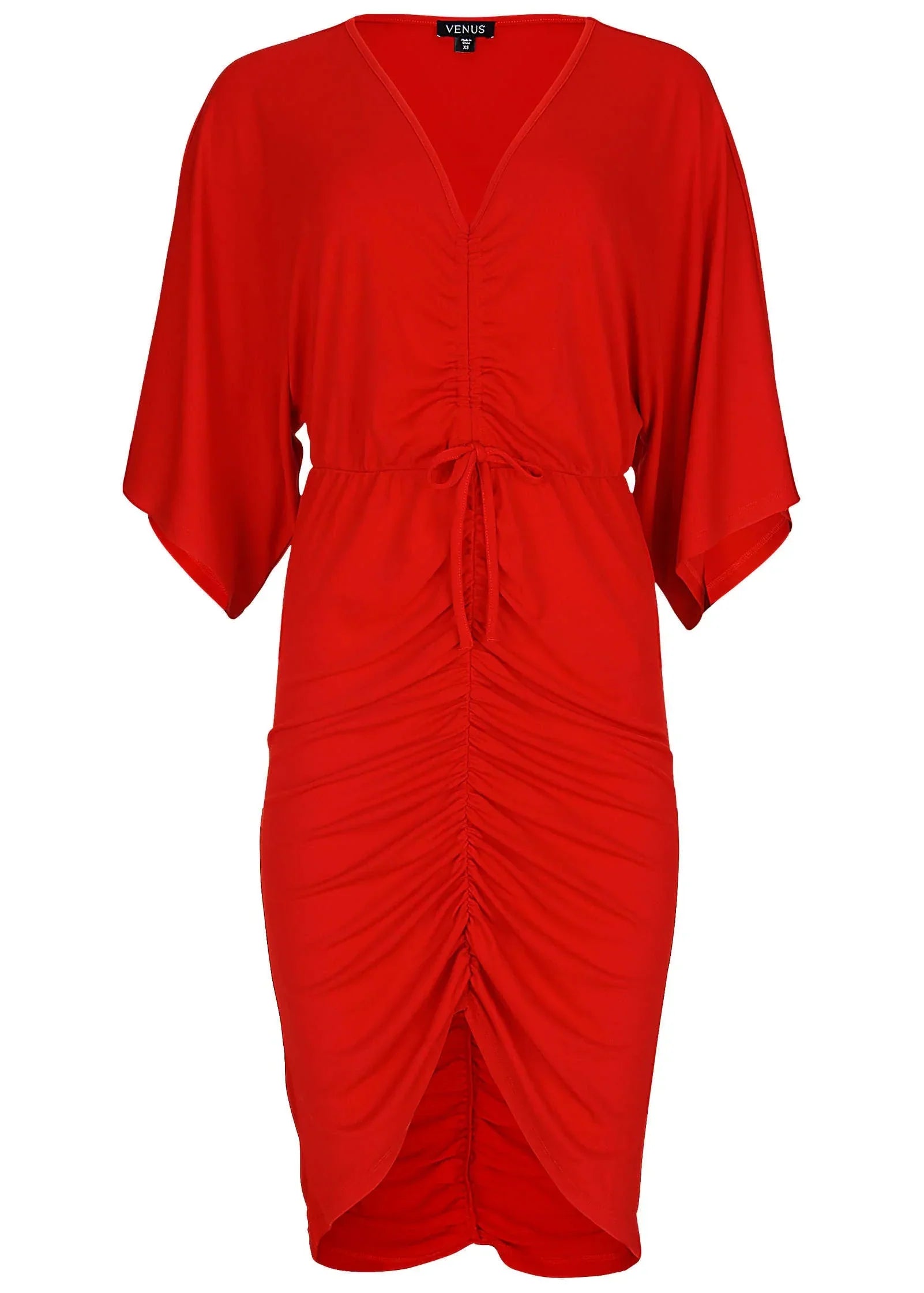 Ruched High Low Dress Goji Berry