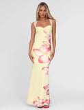 NYOMI MAXI DRESS YELLOW MACRO FLORAL YELLOW HIBISCUS