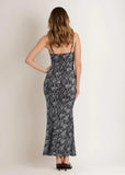 Snake Print Maxi Dress Grey Snake