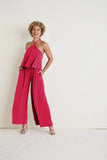 Cross Neck Jumpsuit Red