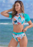 Rash Guard Bikini Top Vacation Letter