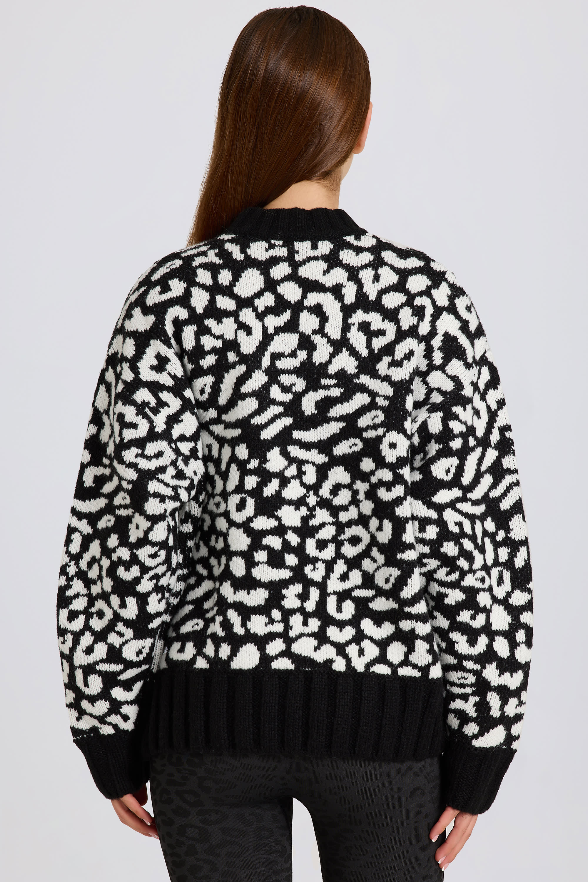 Jacquard Knit Oversized Jumper in Black