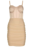 Overlay Bandage Mini Dress Biscotti