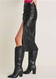 Faux Leather Midi Skirt Jet Black