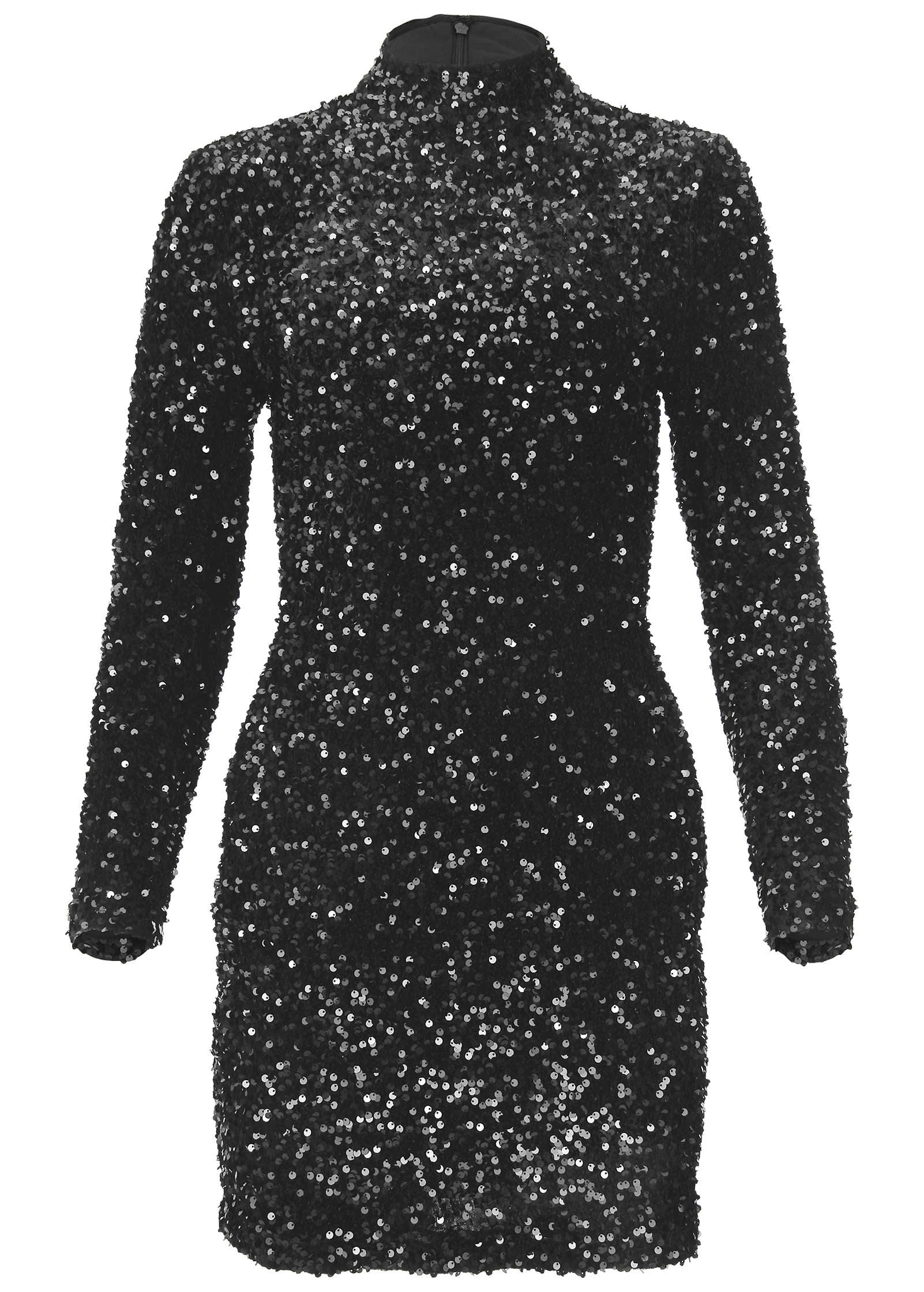 Sequin Velvet Mini Dress Black