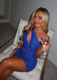 Miracle Dreaming Cut Out Lurex Mini Dress Cobalt Blue