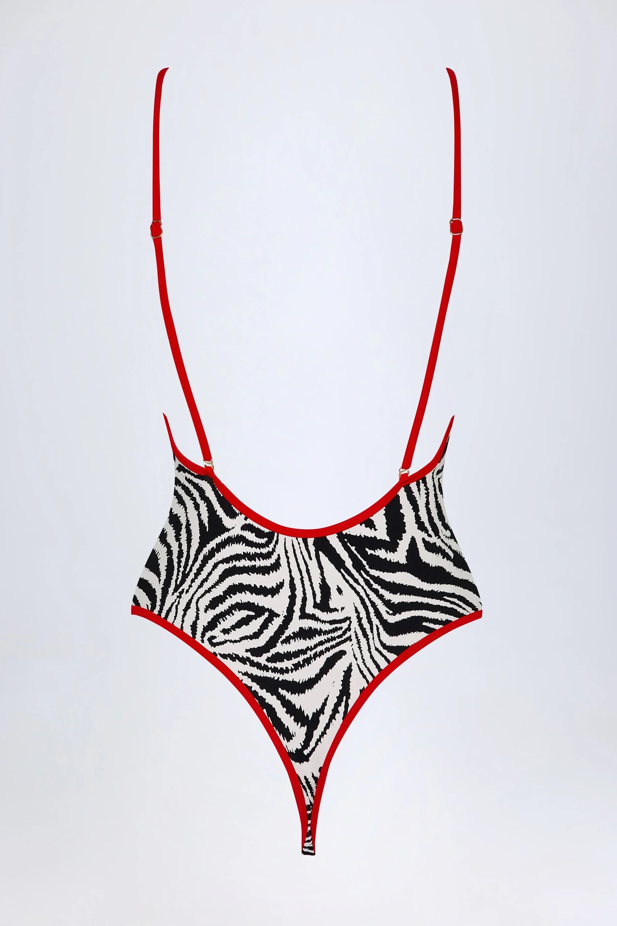 Charm Detail Cross Back Swimsuit in Zebra Print