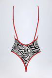 Charm Detail Cross Back Swimsuit in Zebra Print