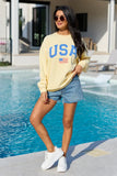 Athletic USA Flag Yellow Graphic Sweatshirt