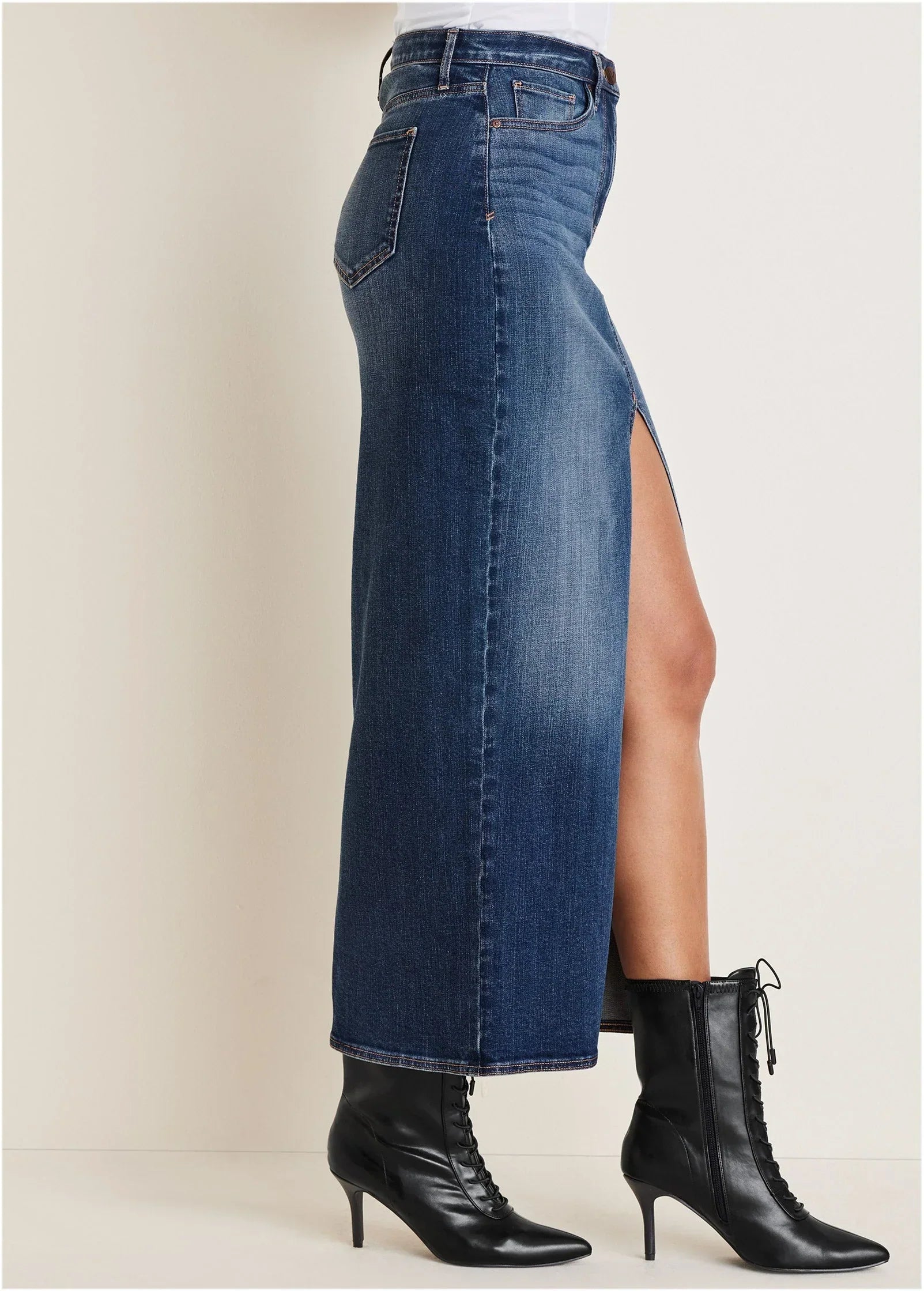 Denim Maxi Skirt Medium Wash