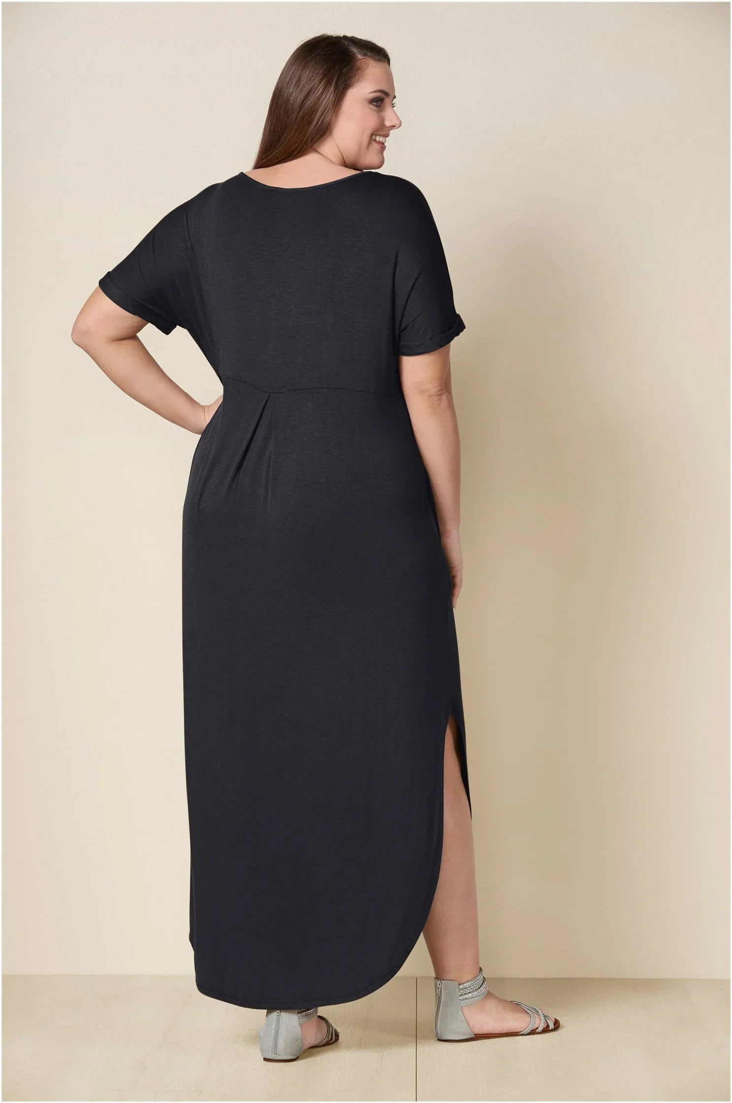 Casual T Shirt Maxi Dress Black