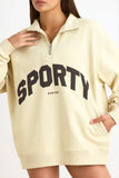 Quarter Zip Sweatshirt in Bone