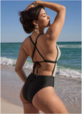 Crochet Open Back Swimsuit Cream