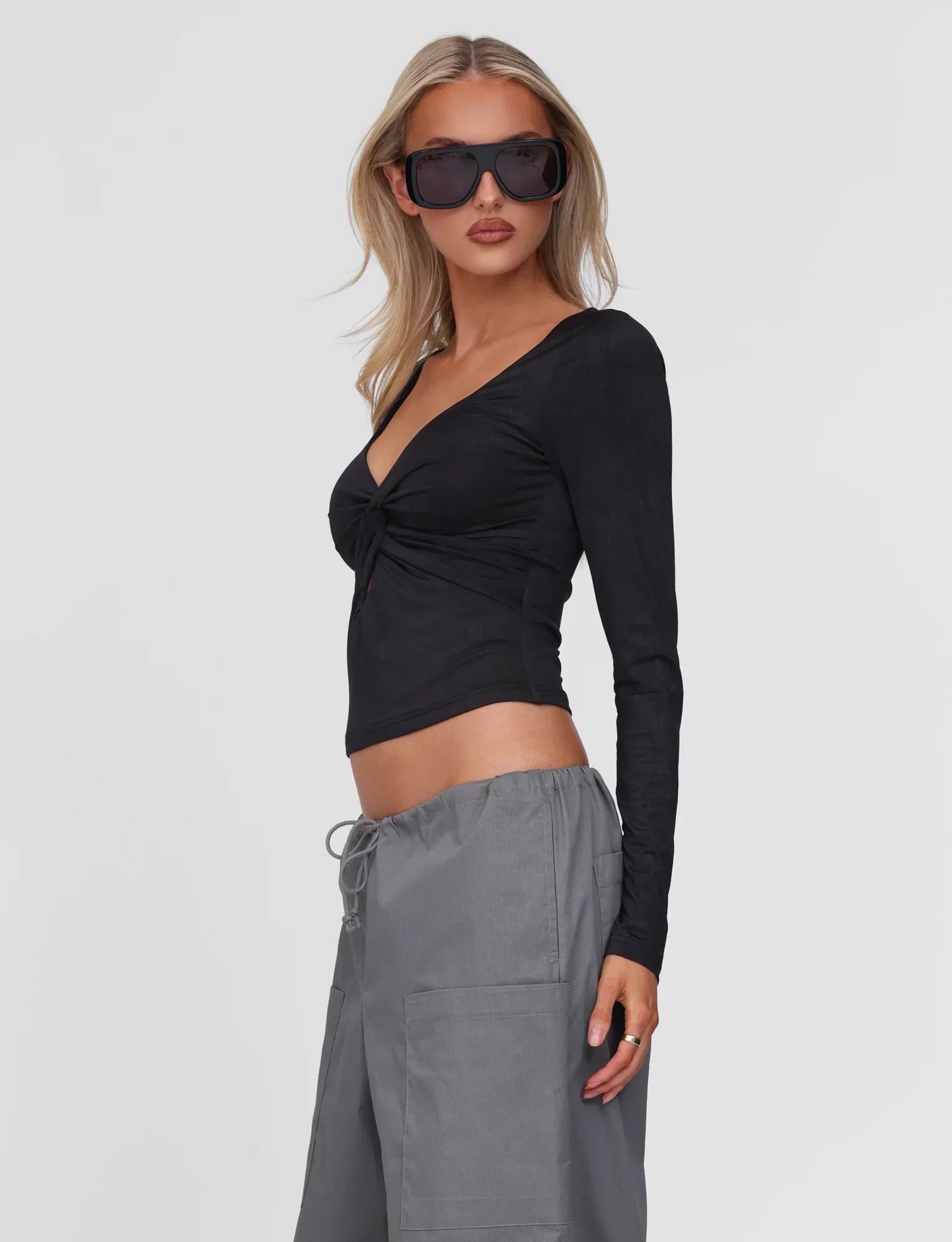 SAFFIRA LONG SLEEVE TOP BLACK