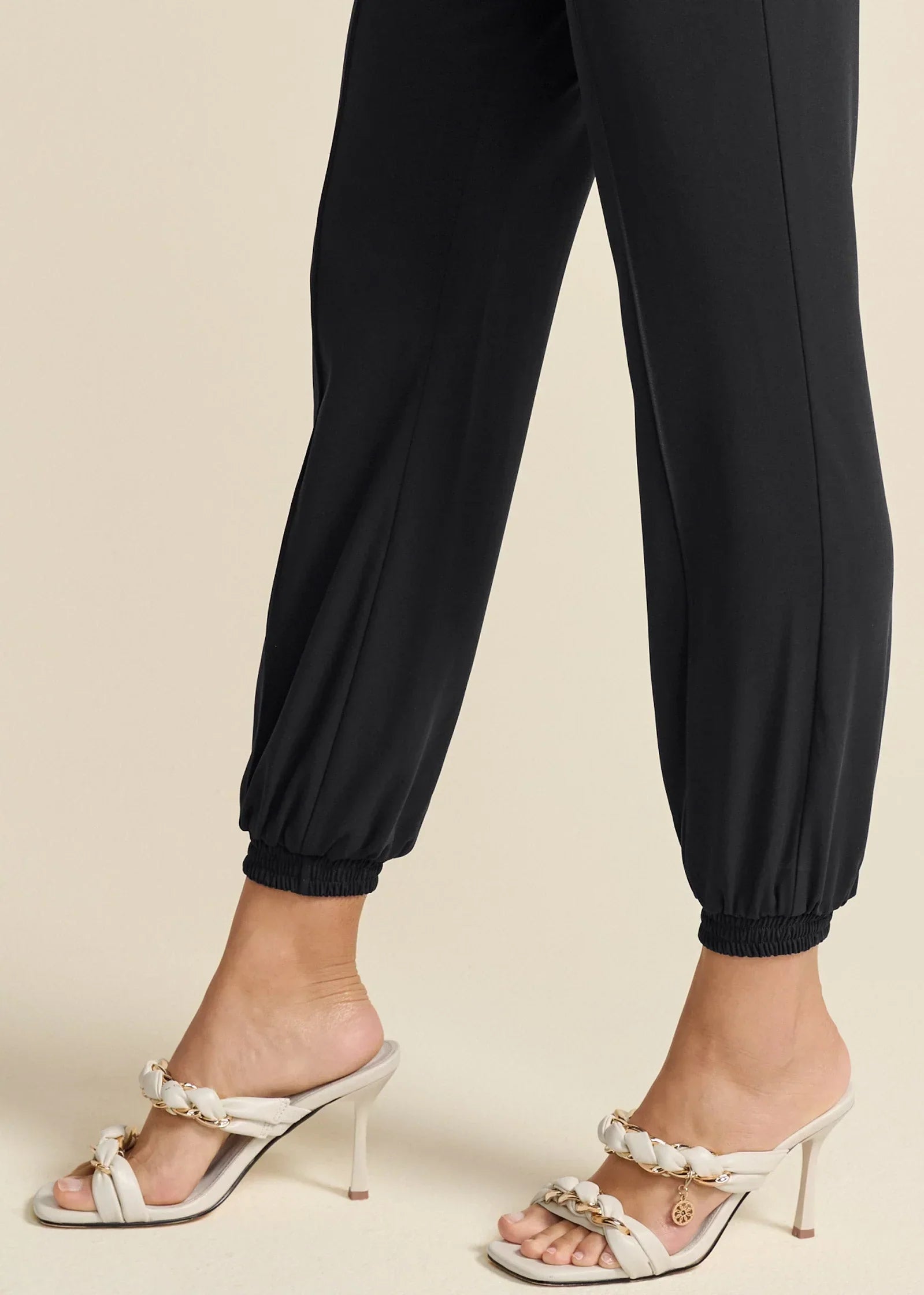 Woven High Rise Joggers Jet Black
