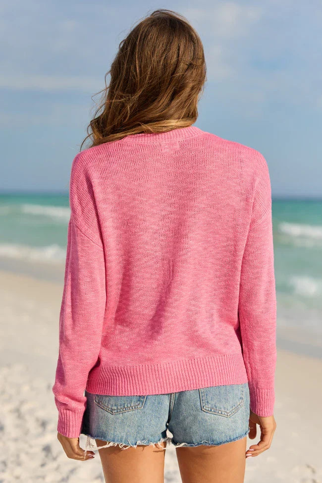 Are We There Yet Orange and Pink Vacay Sweater