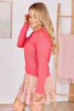 Sterling Fuchsia Slub Crewneck Sweater
