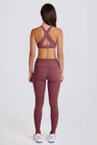 Foldover Mid Rise Stirrup Leggings in Acai