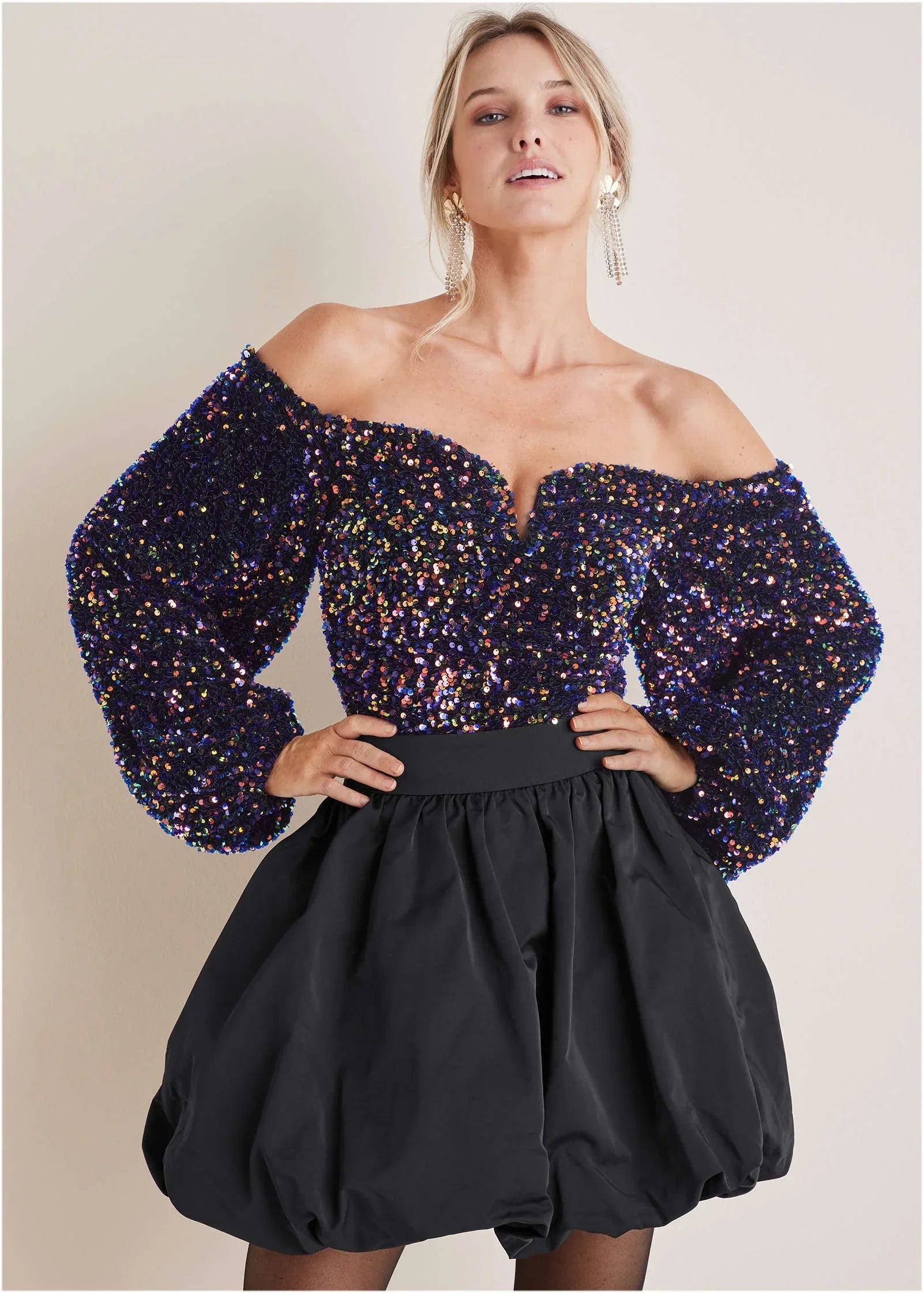 Sequin Off The Shoulder Top Multi