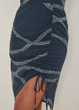 Ruched Side High Low Dress Yacht Rope Print