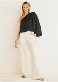 One Shoulder Top Jet Black