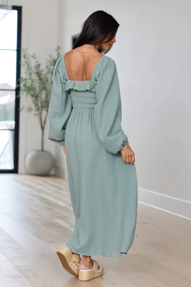 Elaine Sage Smocked Top Maxi Dress