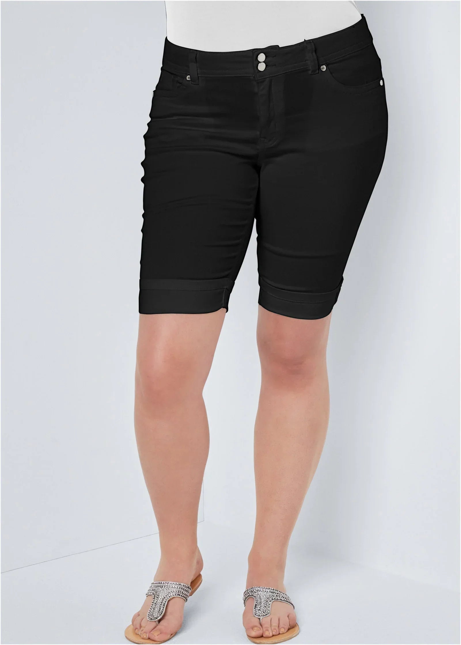 Long Jean Shorts Black