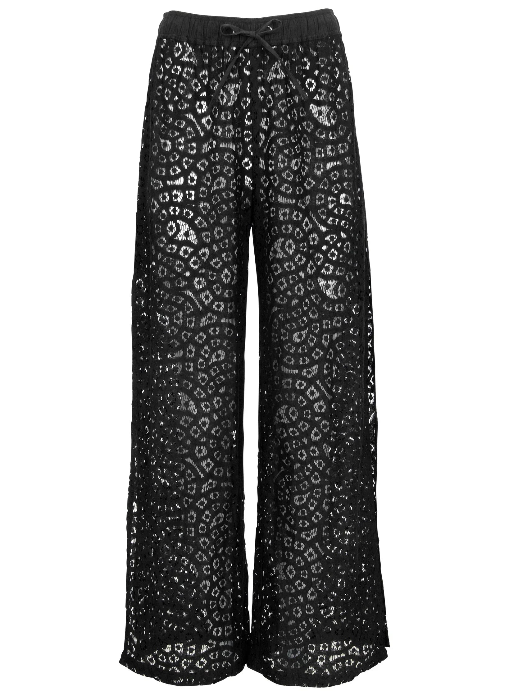 Lace Cover Up Pant Jet Black