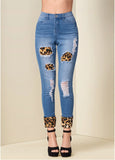 Leopard Cuffed Jeans Light Wash