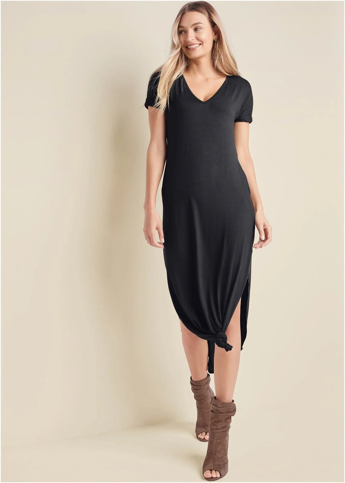Casual T Shirt Maxi Dress Black