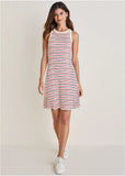 Printed Fit And Flare Dress Tricolor Boardwalk Stripe