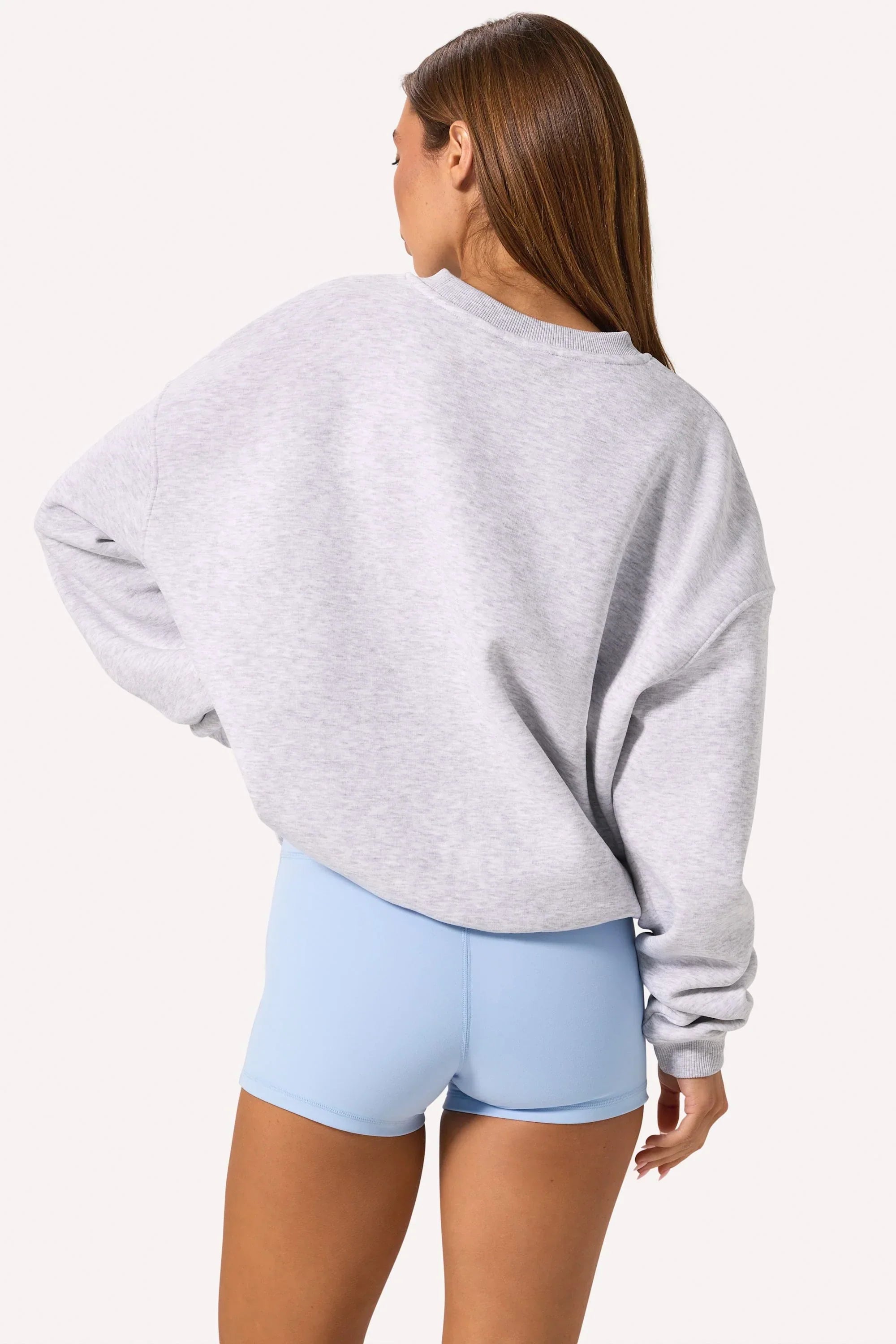 Oversized Crew Neck Jumper in Grey Marl