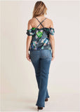 Cold Shoulder Draped Tank Midnight Garden