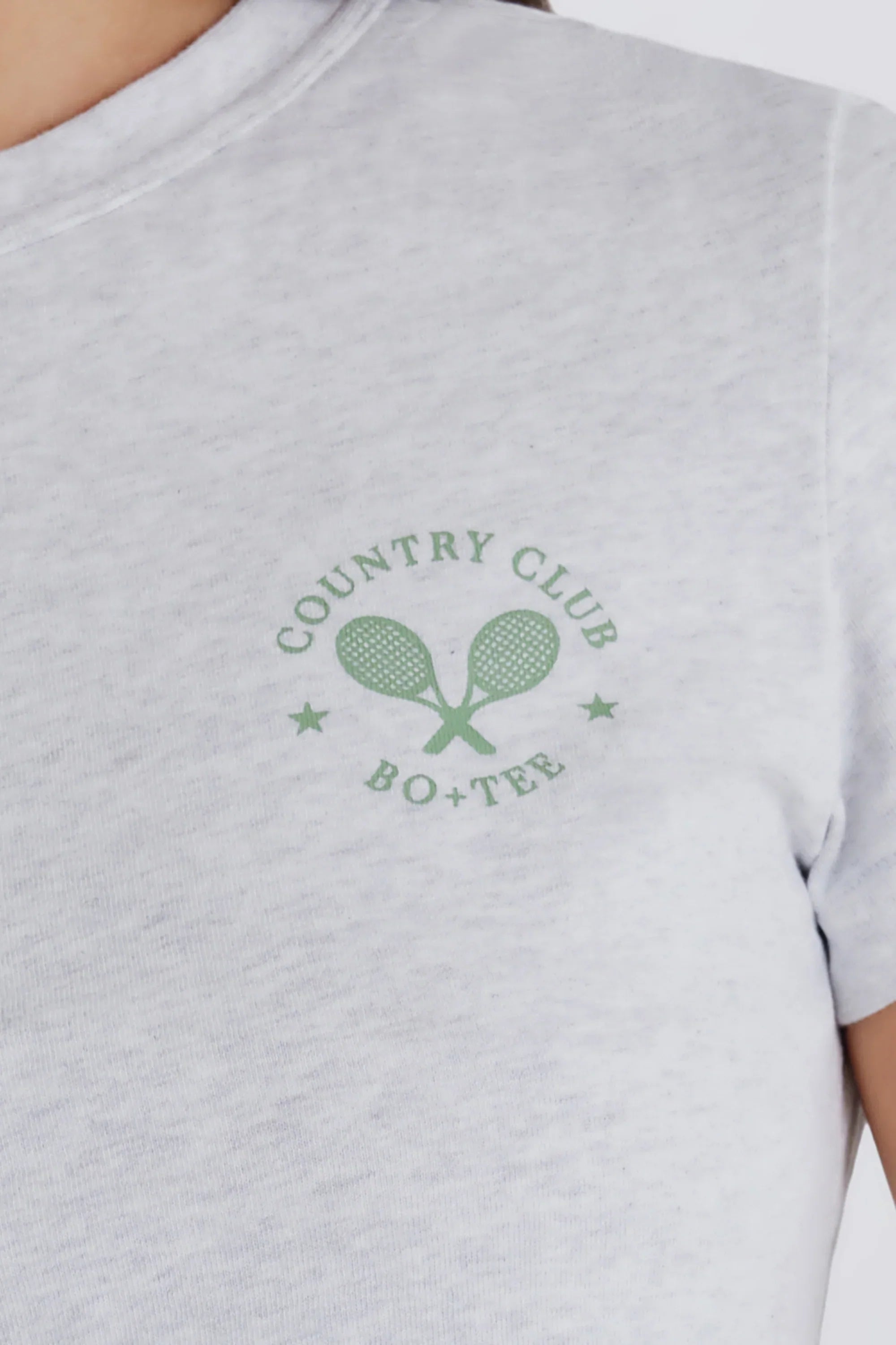 Cropped Graphic T Shirt in Grey Marl