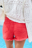 My Favorite Red Acid Wash Button Fly Shorts
