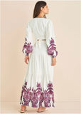 Printed Linen Two Piece Set Pink Boho Paisley Border