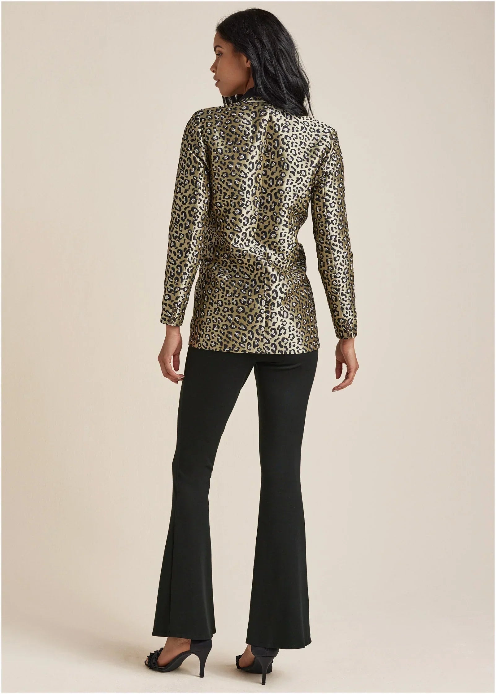 Leopard Jacquard Blazer Black Gold