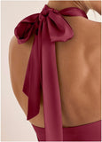 Halter Mini Dress Dark Red