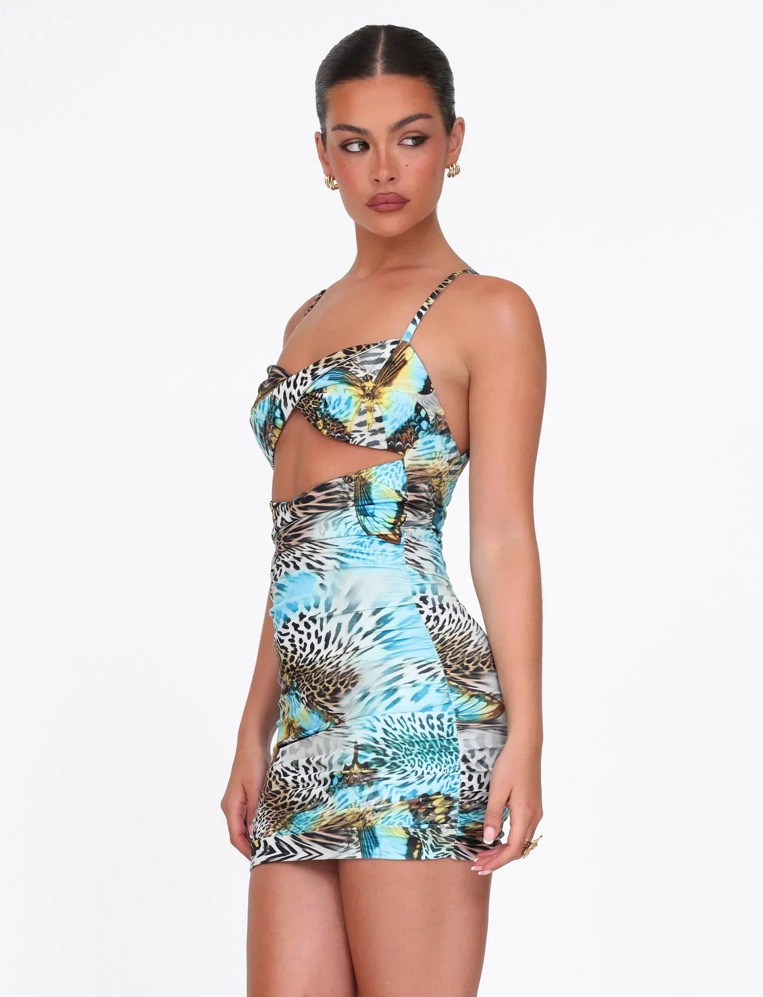 VERA MINI DRESS MULTI ANIMAL BUTTERFLY ANIMAL