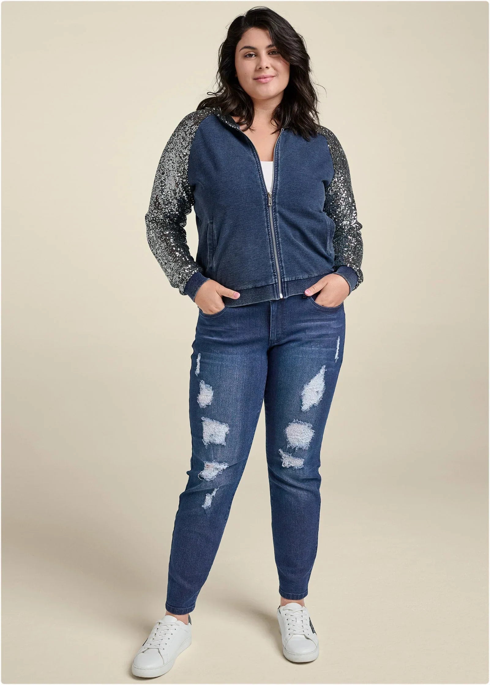 Ripped Skinny Jeans Dark Wash