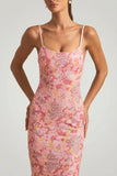 Embellished Scoop Neck Backless Maxi Dress in Pink