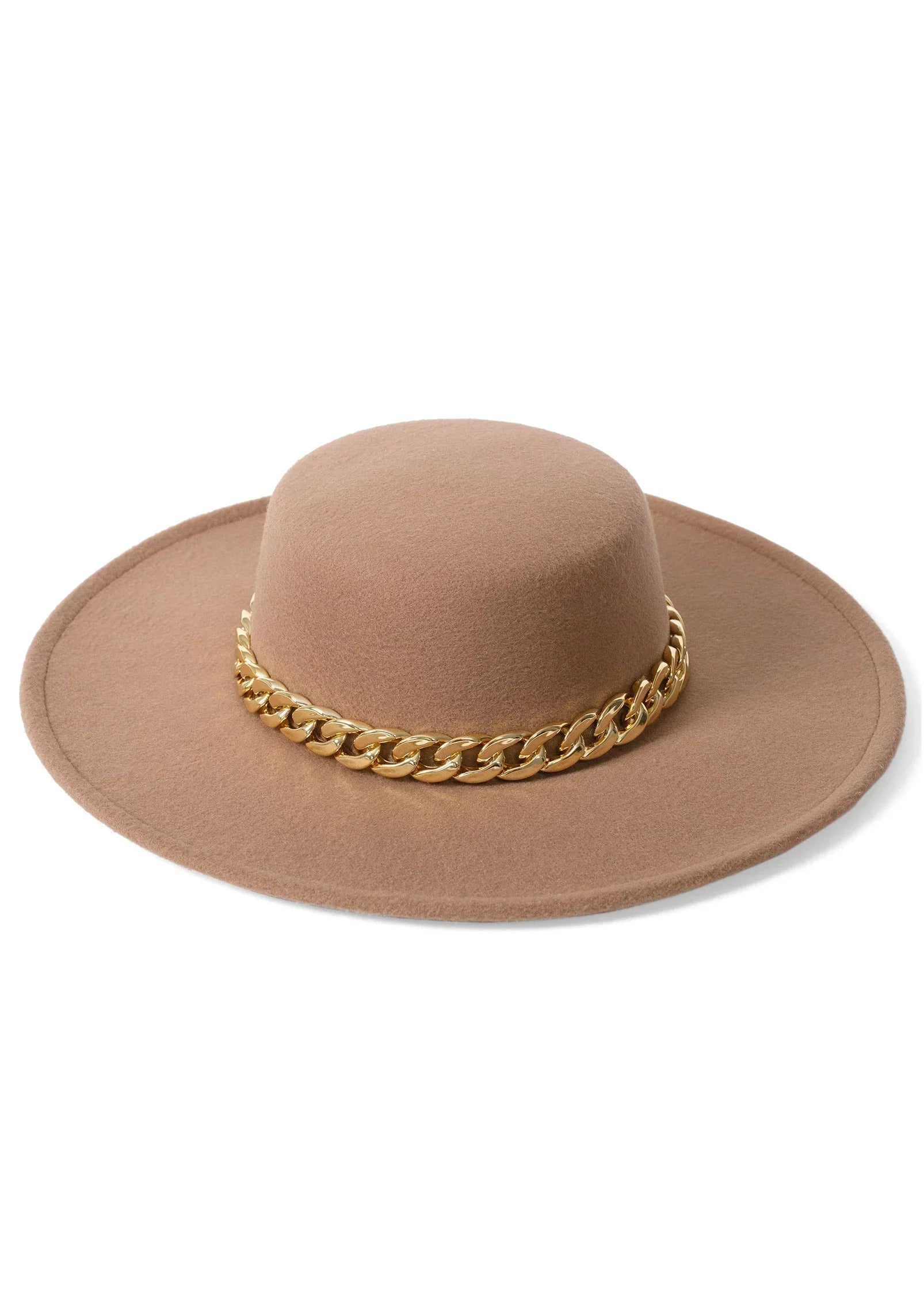 Chain Detail Fedora Light Brown