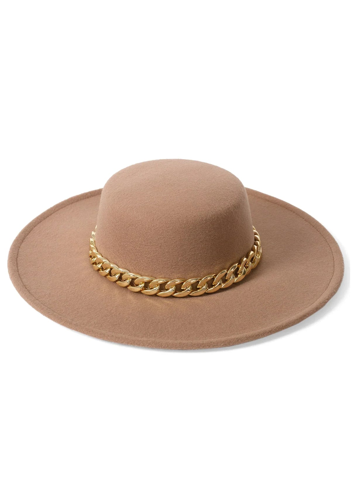 Chain Detail Fedora Light Brown