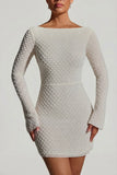 Embellished Open Back A Line Mini Dress in White