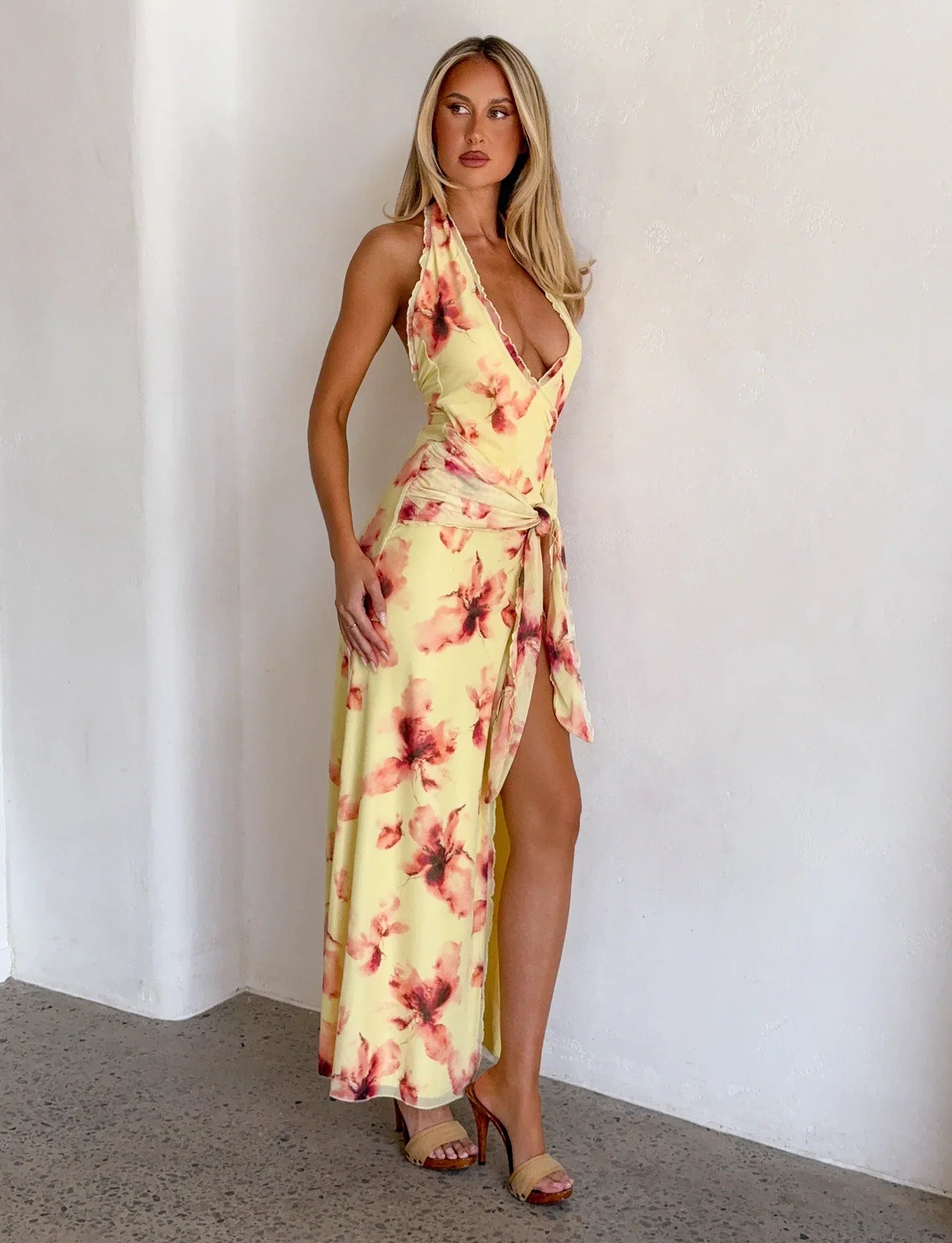 ALLEGRA MAXI DRESS YELLOW WATERCOLOUR FLORAL
