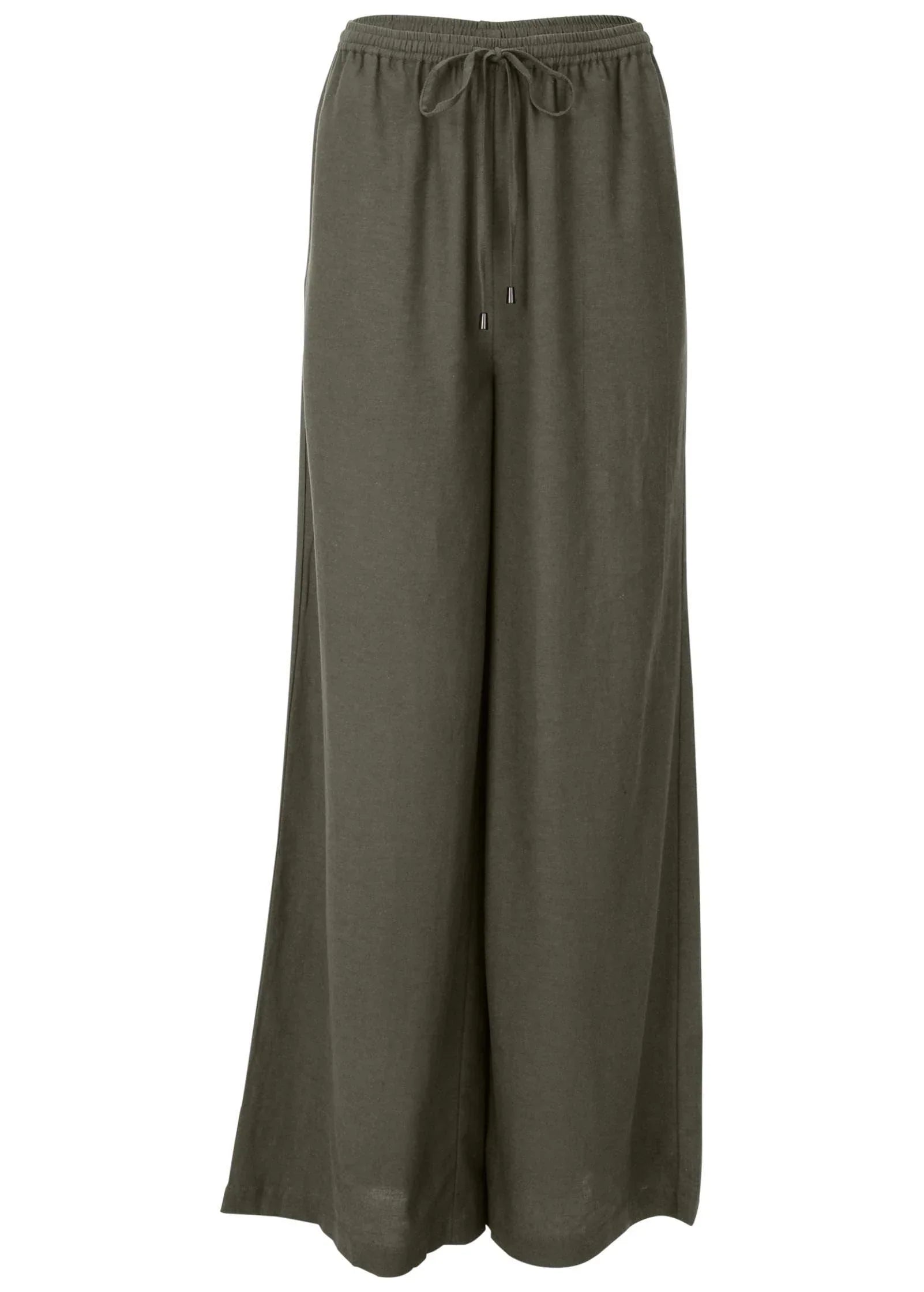 Linen Wide Leg Pant Olive